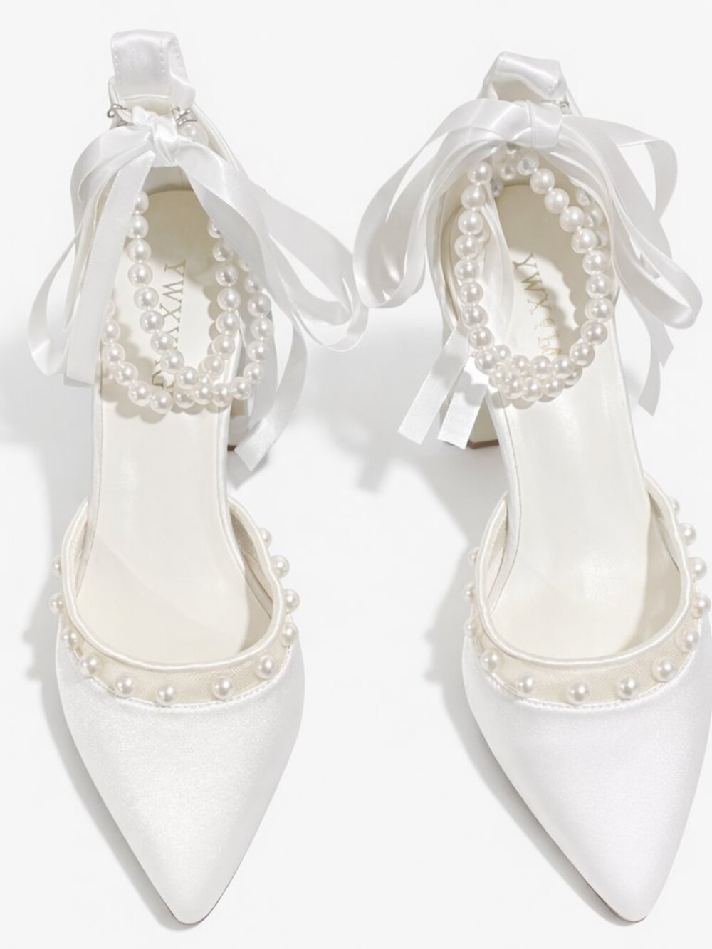 Elegant Ivory Satin Women's Shoes with Pearl Detailing Size 7 NWT